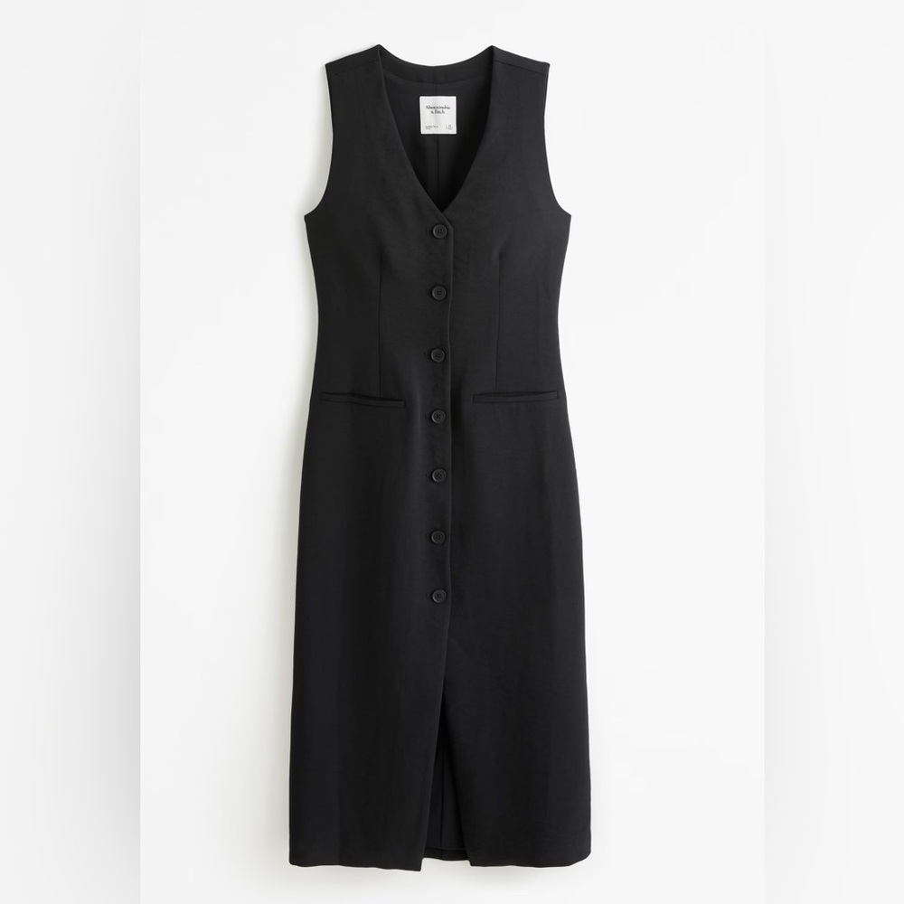 Abercrombie & Fitch Black Button-Down Midi Dress